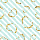 Blue Stripes With Golden Hearts For Valentines Day Photography Backdrop J-0358 Shopbackdrop